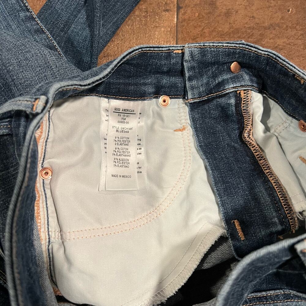 Good American Good Waist Chewed Hem Skinny Jeans Blue 349 - Picture 7 of 8